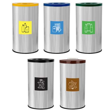 Coș colector selectiv de deșeuri EKO, volum 75 l, recipient din oțel inoxidabil, culoare verde - Alda S.A. - imagine5