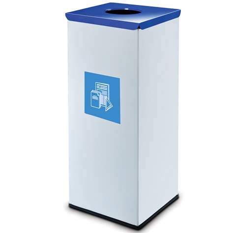 Wertstoffsammler EKO SQUARE, Volumen 90 l, Stahlbehälter lackiert, farbe Blau - Alda S.A.