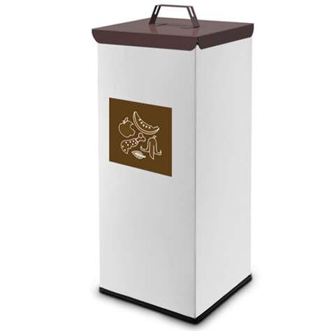 Coș colector selectiv de deșeuri EKO SQUARE, volum 90 l, recipient principal din oțel lăcuit, culoare maro - Alda S.A.