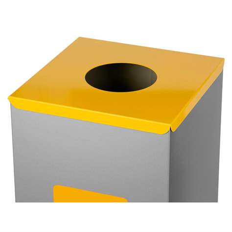 Coș colector selectiv de deșeuri EKO SQUARE, volum 90 l, recipient principal din oțel lăcuit, culoare galbenă - Alda S.A. - imagine2