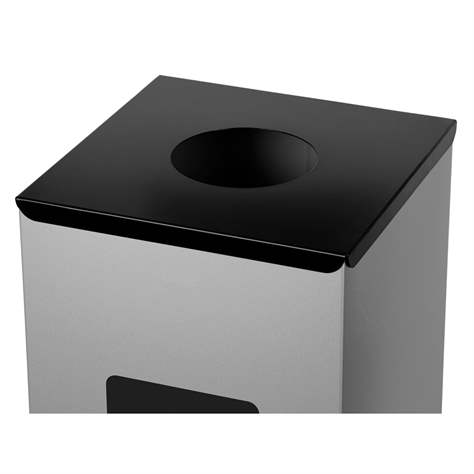 Coș colector selectiv de deșeuri EKO SQUARE, volum 90 l, recipient principal din oțel lăcuit, culoare negră - Alda S.A. - imagine2