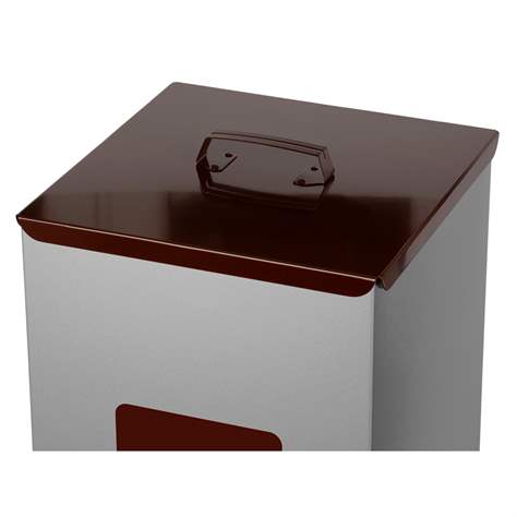 Coș colector selectiv de deșeuri EKO SQUARE, volum 90 l, recipient principal din oțel lăcuit, culoare maro - Alda S.A. - imagine2