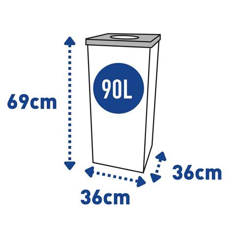 Coș colector selectiv de deșeuri EKO SQUARE, volum 90 l, recipient principal din oțel lăcuit, culoare maro - Alda S.A. - imagine5