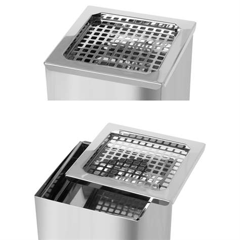 Kombiascher MIRAGE aus Edelstahlblech in matter Ausführung, H: 690 mm, Volumen 22 l - Alda S.A. - Bild2