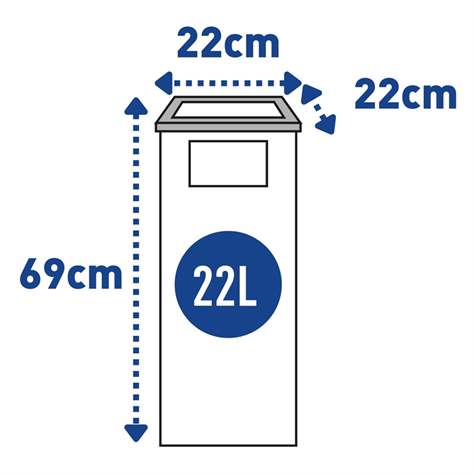 Kombiascher MIRAGE aus Edelstahlblech in matter Ausführung, H: 690 mm, Volumen 22 l - Alda S.A. - Bild5