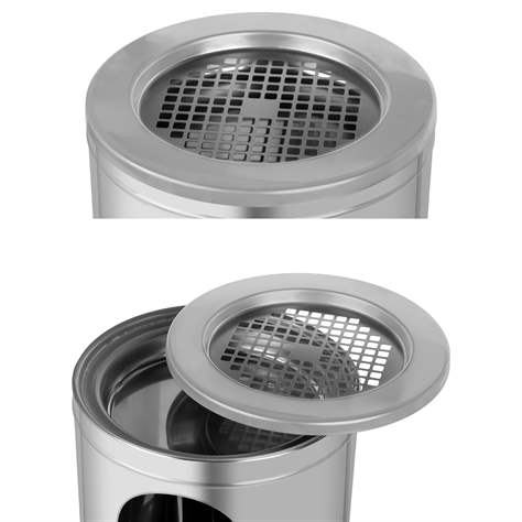 Coș de gunoi coloană cu scrumier MARCO, oțel inoxidabil, mat, H 690 mm, volum 34 l - Alda S.A. - imagine2