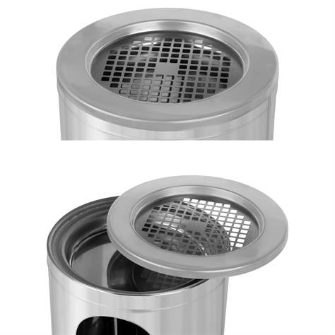 Stojanový koš s popelníkem MARCO, nerezová ocel lesklá, objem 34 l, výška 690 mm - Alda S.A. - obrázek2