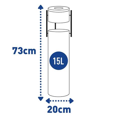 Standascher ALDA PILLAR LUX, Edelstahl mattiert, H 730 mm, Durchmesser 200 mm - Alda S.A. - Bild5