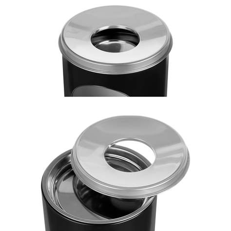 Standascher ALDA PILLAR, Stahlblech schwarz pulverbeschichtet, H 690 mm, Durchmesser 200 mm - Alda S.A. - Bild3