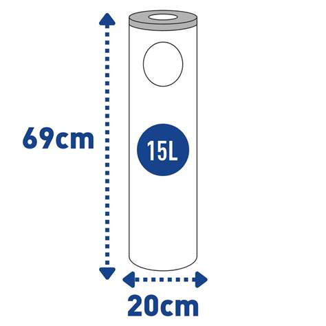 Standascher ALDA PILLAR, Edelstahl mattiert, H 690 mm, Durchmesser 200 mm - Alda S.A. - Bild6