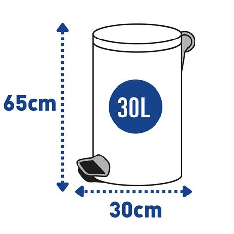 Tritteimer ALDA, Stahl Pulverbeschichtet Farbe Weiß, Volumen 30 l - Alda S.A. - Bild6