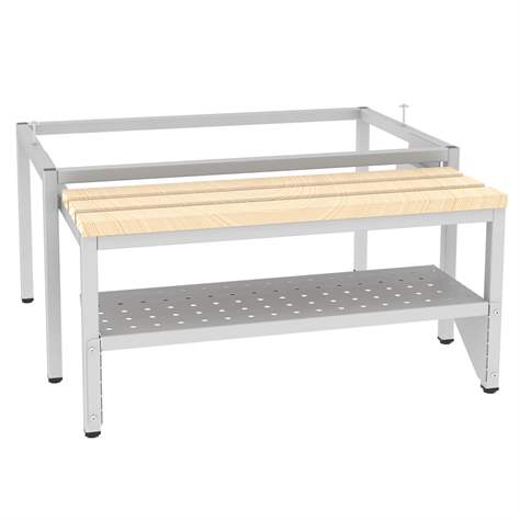 Polica na topánky pre výsuvnú lavicu, perforovaný plech, farba šedá RAL7035, šírka 800 mm - Malow - obrázok2