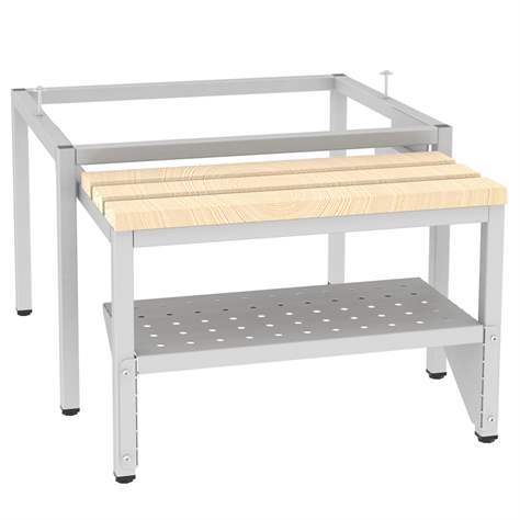 Polica na topánky pre výsuvnú lavicu, perforovaný plech, farba šedá RAL7035, šírka 600 mm - Malow - obrázok2