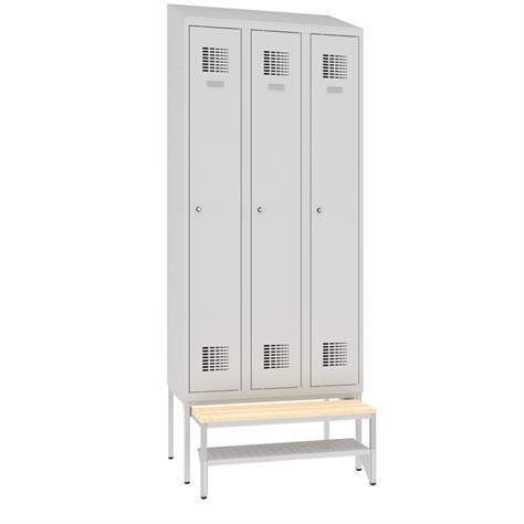 Polica na topánky pre výsuvnú lavicu, perforovaný plech, farba šedá RAL7035, šírka 900 mm - Malow - obrázok3