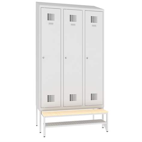 Polica na topánky pre výsuvnú lavicu, perforovaný plech, farba šedá RAL7035, šírka 1200 mm - Malow - obrázok3