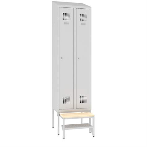 Polica na topánky pre výsuvnú lavicu, perforovaný plech, farba šedá RAL7035, šírka 600 mm - Malow - obrázok3