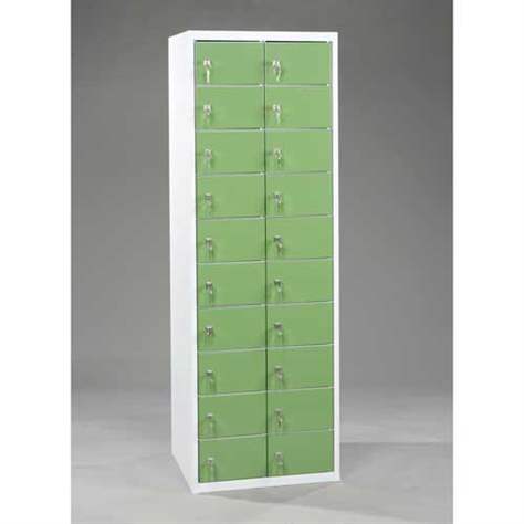 Kleinfachschrank, 2x10 Fächer, HxBxT: 1800x600x500 mm, Farbe grau RAL7035 / Türen grün RAL6011 - Malow - Bild2