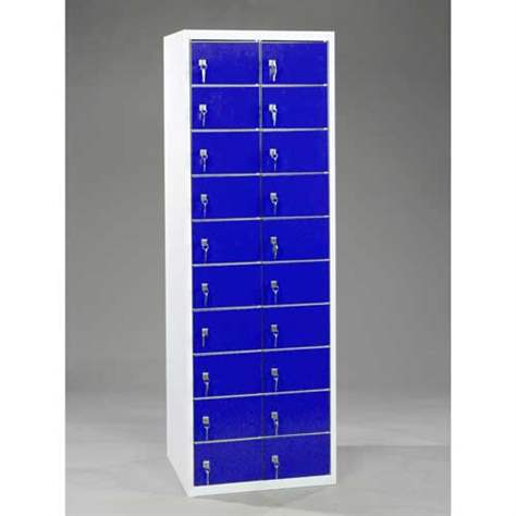 Kleinfachschrank, 2x10 Fächer, HxBxT: 1800x600x500 mm, Farbe grau RAL7035 / Türen blau RAL5012 - Malow - Bild3