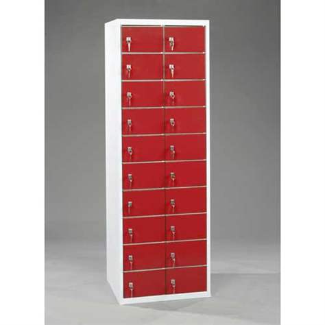 Kleinfachschrank, 2x10 Fächer, HxBxT: 1800x600x500 mm, Farbe grau RAL7035 / Türen rot RAL3020 - Malow - Bild3