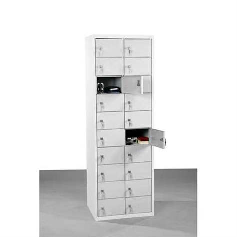 Kleinfachschrank, 2x10 Fächer, HxBxT: 1800x600x500 mm, Farbe grau RAL7035 / Türen grau RAL7035 - Malow