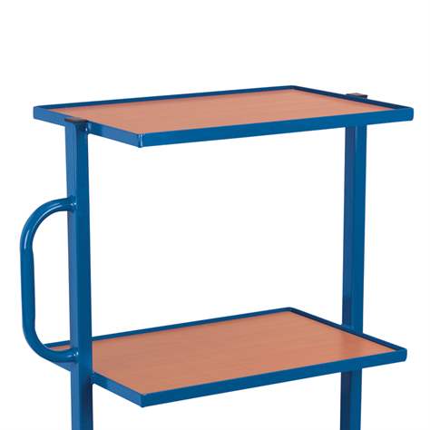 Beistell- und Kommissionierwagen VARIOfit, 3 feste Etagen mit Holzwerkstoffplatten, Farbe Anthrazit RAL7016 /Platte Grau - Cordes - Bild5