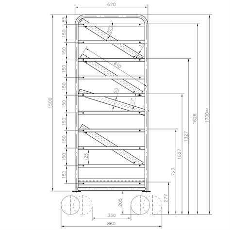 ESD-Beistellwagen VARIOfit, 5 neigbare Fachböden 1240x610 mm - Cordes - Bild3