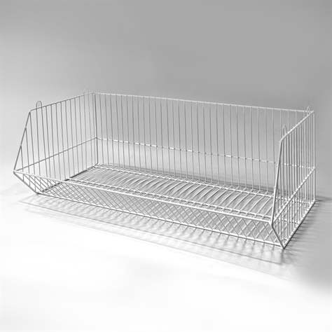 Coș stivuibil din sârmă - modul mijloc, lățime 900 mm, alb