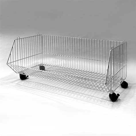 Stapelkorb mit Rollen, Breite 900 mm, verzinkt-chromatiert