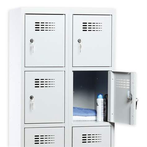 Schließfachschrank WEMO, 4x5 Abteile, 1200x500x1800 mm, Türfarbe grau RAL7035, Zylinderschloss - Malow - Bild4