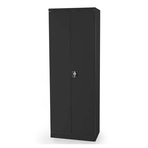 Dulap metalic cu polițe și uși batante birou arhiva atelier HxLxl 1990 x 800 x 435 mm, negru RAL9005 - Malow