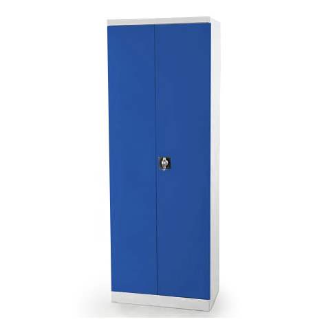 Flügeltürenschrank, HxBx T: 1990 x 800 x 435 mm, Gehäusefarbe Lichtgrau RAL7035 / Türfarbe Enzianblau RAL9005 - Malow
