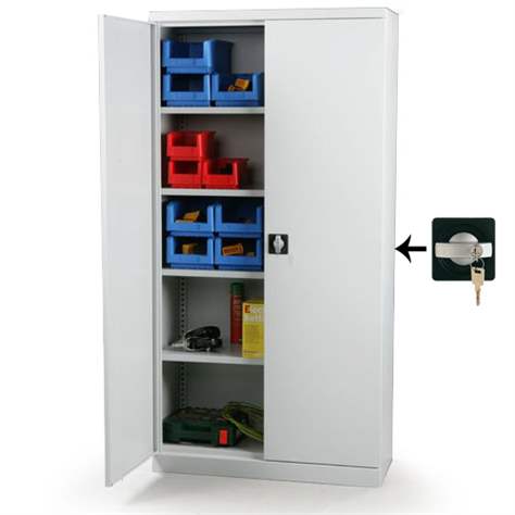 Dulap metalic cu polițe și uși batante birou arhiva atelier HxLxl 1990 x 1000 x 435 mm, albastru RAL5010 - Malow - imagine2