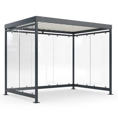 Überdachung K2, 3180 x 2165 mm, 3 Seitenwände, Farbe Anthrazitgrau RA7016 - WSM - Walter Solbach Metallbau GmbH