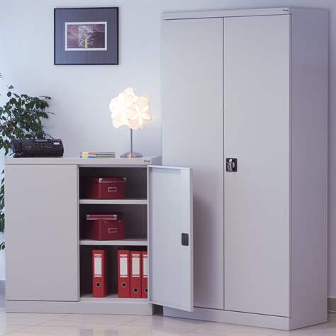 Flügeltüren-Aufsatz-Schrank, HxBx T: 465 x 1000 x 435 mm, Gehäusefarbe Tiefschwarz RAL9005 / Türfarbe Tiefschwarz RAL9005 - Malow - Bild2