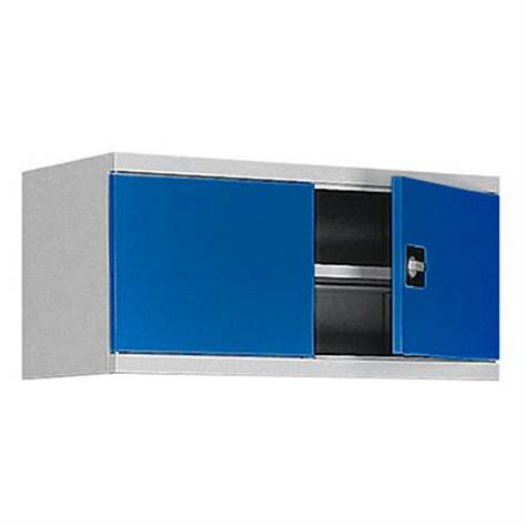 Flügeltüren-Aufsatz-Schrank, HxBx T: 465 x 1000 x 435 mm, Gehäusefarbe Lichtgrau RAL7035 / Türfarbe Enzianblau RAL5010 - Malow