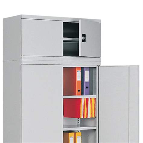 Flügeltüren-Aufsatz-Schrank, HxBx T: 465 x 1000 x 435 mm, Gehäusefarbe Tiefschwarz RAL9005 / Türfarbe Tiefschwarz RAL9005 - Malow - Bild3