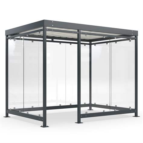 Überdachung K3, 3180 x 2165 mm, 3 Seitenwände+Windfangelement, Farbe Anthrazitgrau RA7016 - WSM - Walter Solbach Metallbau GmbH