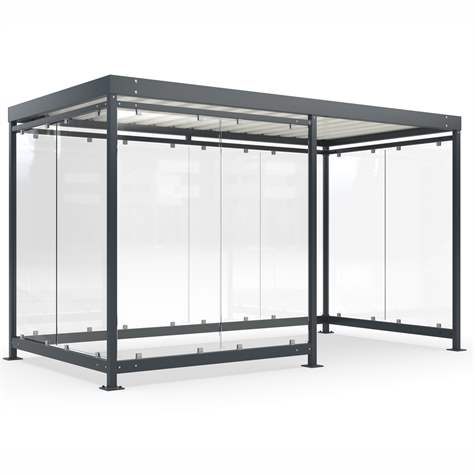 Adăpost K4, 4195 x 2165 mm, 3 pereți laterali + protectie impotriva vantului, culoare gri antracit RA7016 - WSM - Walter Solbach Metallbau GmbH