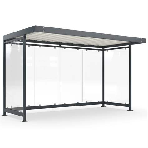 Überdachung K4, 4195 x 2165 mm, schmale Seitenwände, Farbe Anthrazitgrau RA7016 - WSM - Walter Solbach Metallbau GmbH