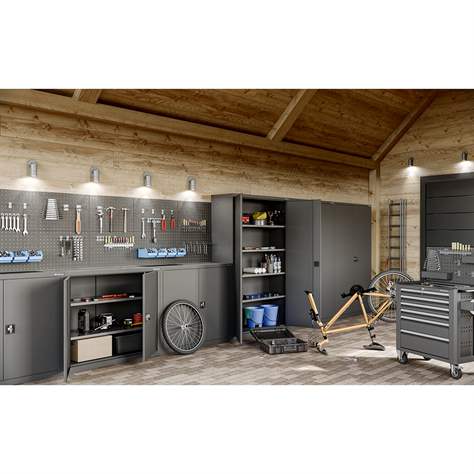 Dulap de atelier cu 4 polițe galvanizate (capacitatea 100 kg), HxLxl: 1990x1000x500 mm, gri RAL7035 - Malow - imagine3