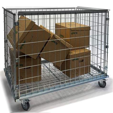 Pojízdný, pozinkovaný, drátěný box 1200x800 mm, vnitřní výška 850 mm, nosnost 250 kg - obrázek2