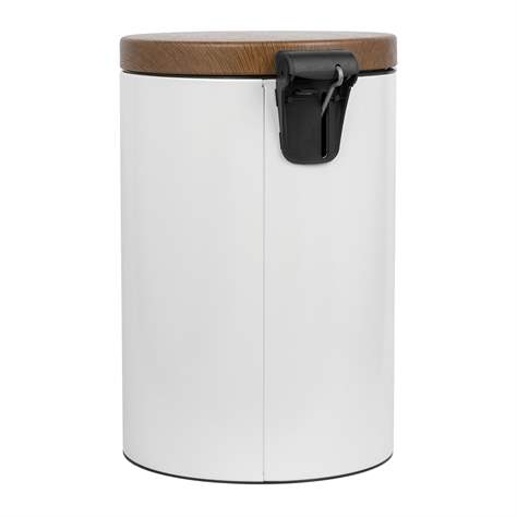 Coș gunoi cu pedală ALDA, oțel, culoare albă, capac ca imitatie de lemn, volum 20 l - Alda S.A. - imagine3