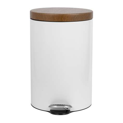 Coș gunoi cu pedală ALDA, oțel, culoare albă, capac ca imitatie de lemn, volum 20 l - Alda S.A. - imagine4