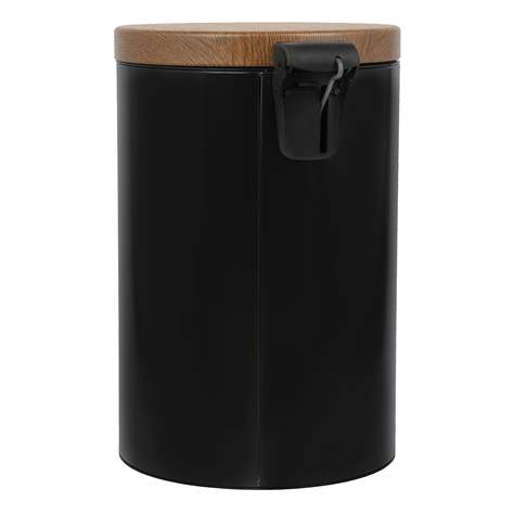 Odpadkový nášlapný koš ALDA, lakovaný černý, víko imitace dřeva, objem 20 l - Alda S.A. - obrázek4