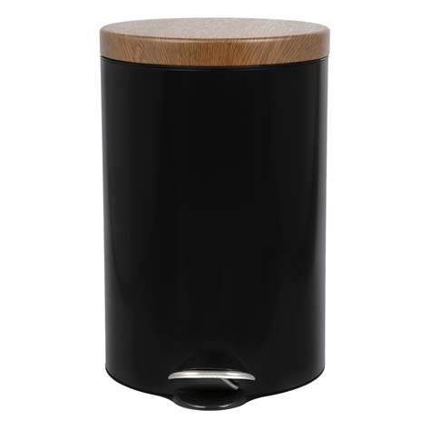 Odpadkový nášlapný koš ALDA, lakovaný černý, víko imitace dřeva, objem 20 l - Alda S.A. - obrázek5