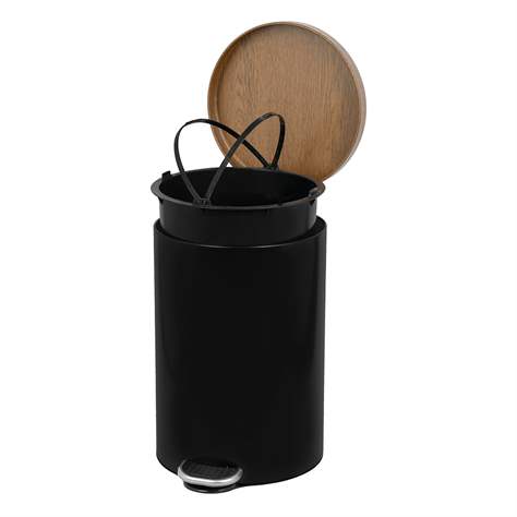 Odpadkový nášlapný koš ALDA, lakovaný černý, víko imitace dřeva, objem 20 l - Alda S.A. - obrázek6