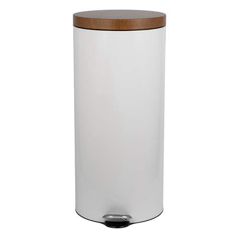 Coș gunoi cu pedală ALDA, oțel, culoare albă, capac ca imitatie de lemn, volum 30 l - Alda S.A. - imagine3