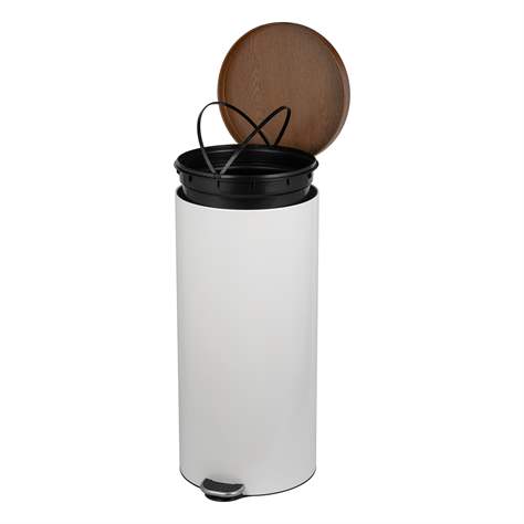 Coș gunoi cu pedală ALDA, oțel, culoare albă, capac ca imitatie de lemn, volum 30 l - Alda S.A. - imagine5