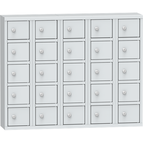 Metallschrank mit 25 verschließbaren Fächern, HxBxT: 780 x 975 x 200 mm, Lichtgrau RAL7035 - Kovos Verneřice