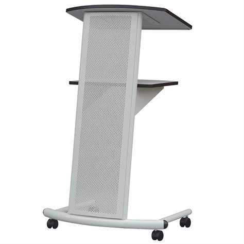 Stehpult, lichtgraue Konstruktion und Platten grau